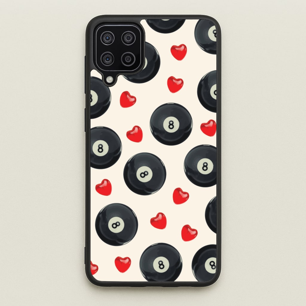 8-Balls And Hearts Pattern - Clean Girl Aesthetic Phone Case for Galaxy A12