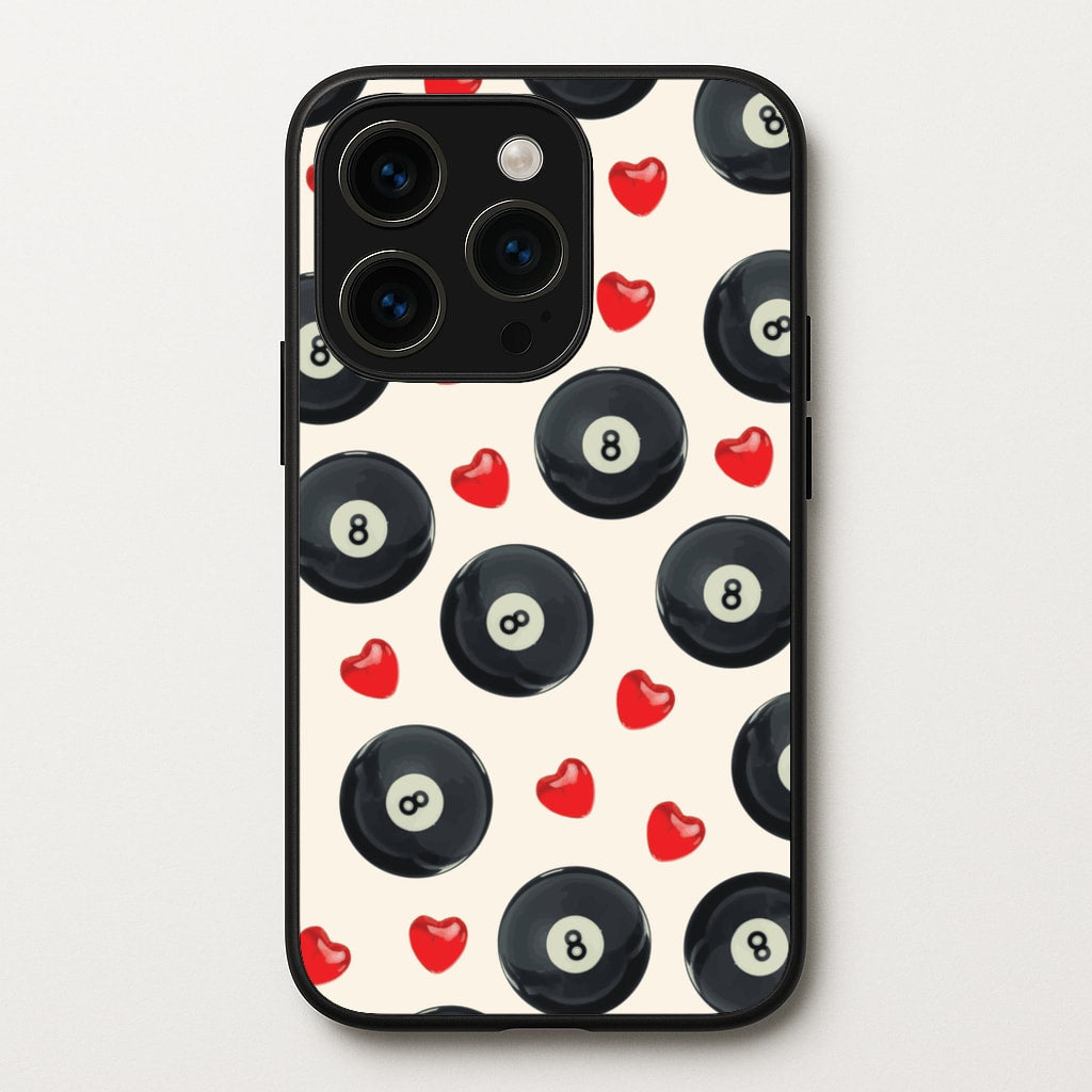 8-Balls And Hearts Pattern - Clean Girl Aesthetic Phone Case for iPhone 15 Pro
