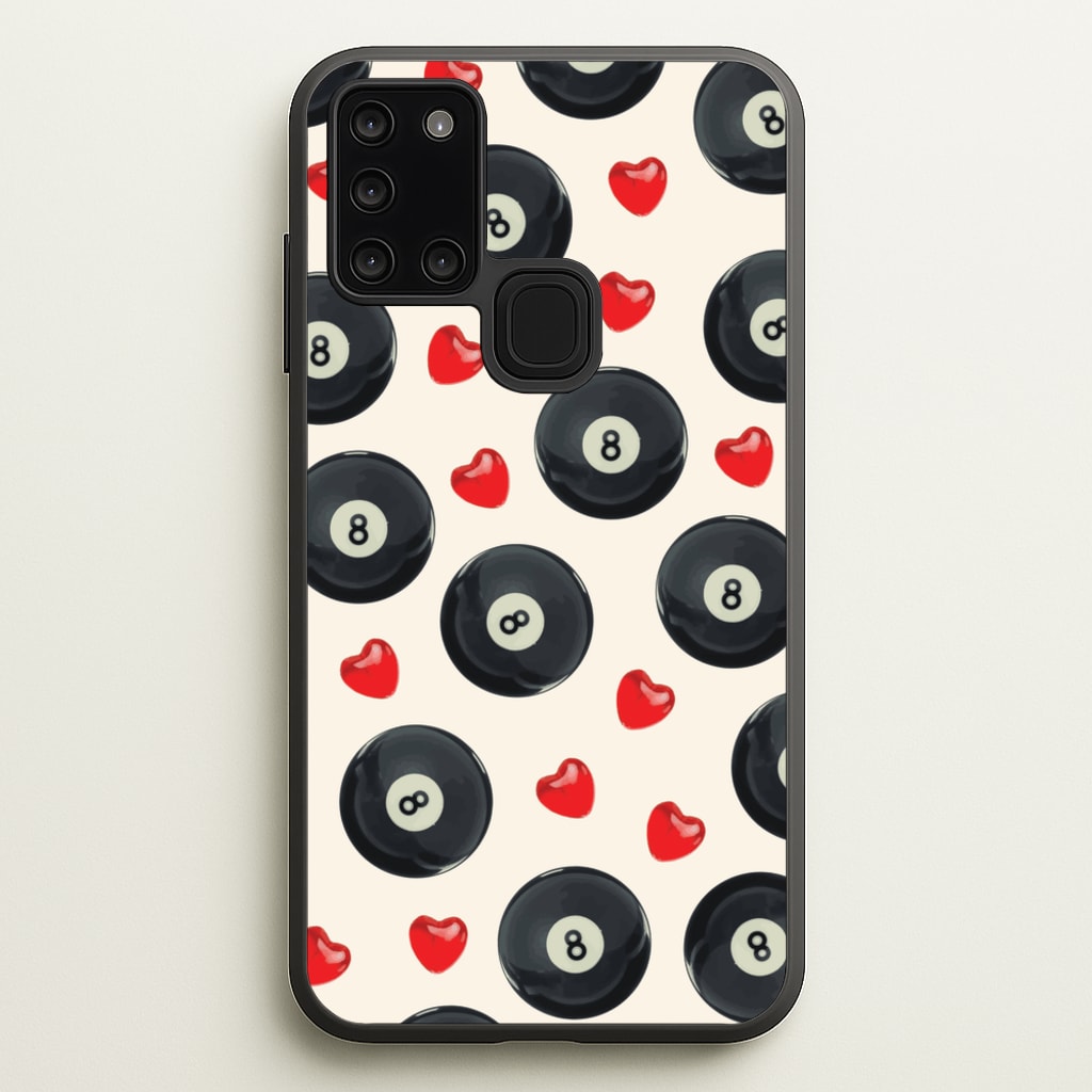 8-Balls And Hearts Pattern - Clean Girl Aesthetic Phone Case for Galaxy A21s