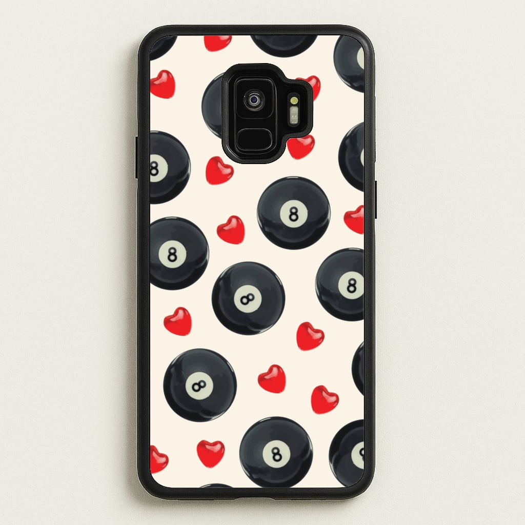 8-Balls And Hearts Pattern - Clean Girl Aesthetic Phone Case for Galaxy S9