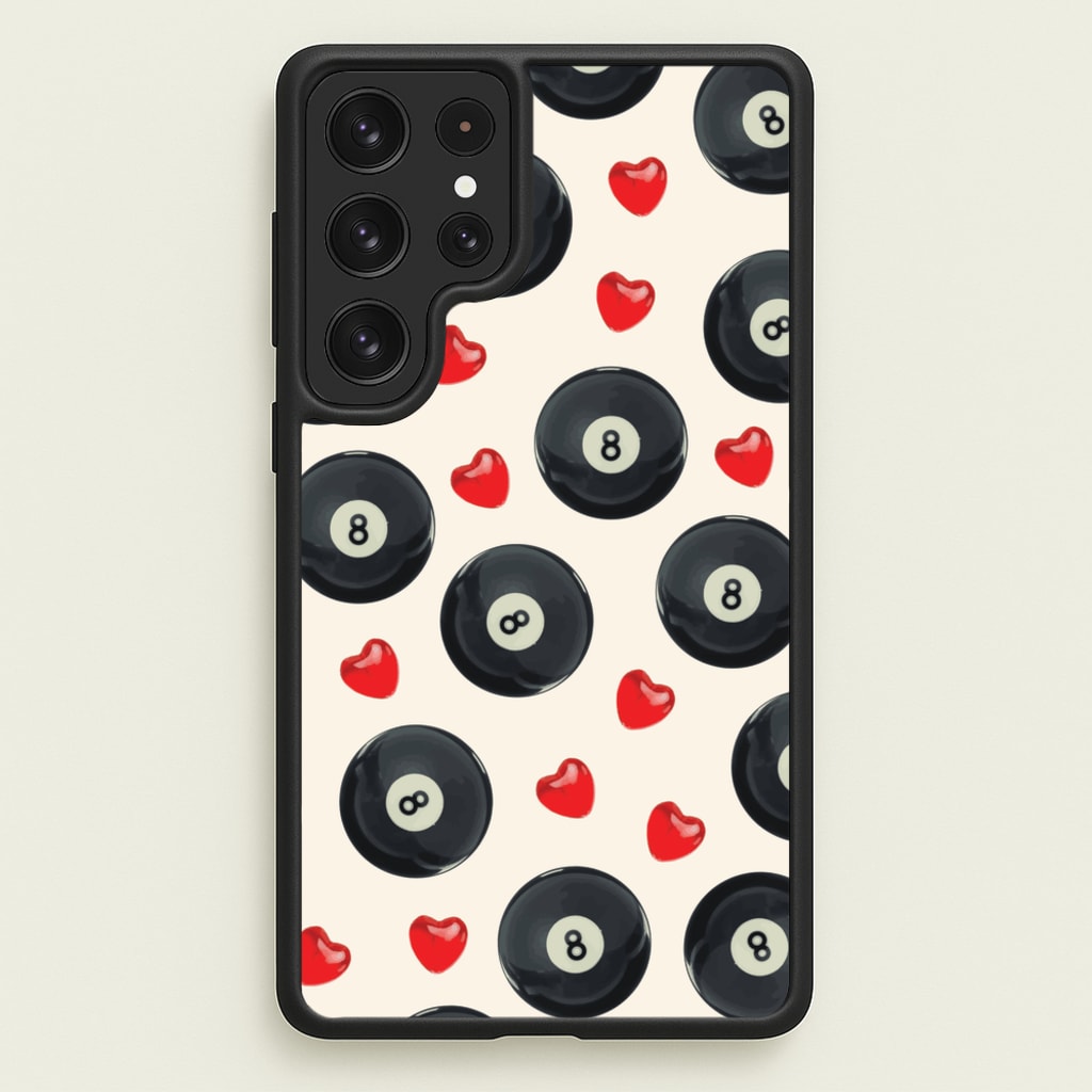 8-Balls And Hearts Pattern  - Clean Girl Aesthetic Phone Case for Galaxy S23 Ultra