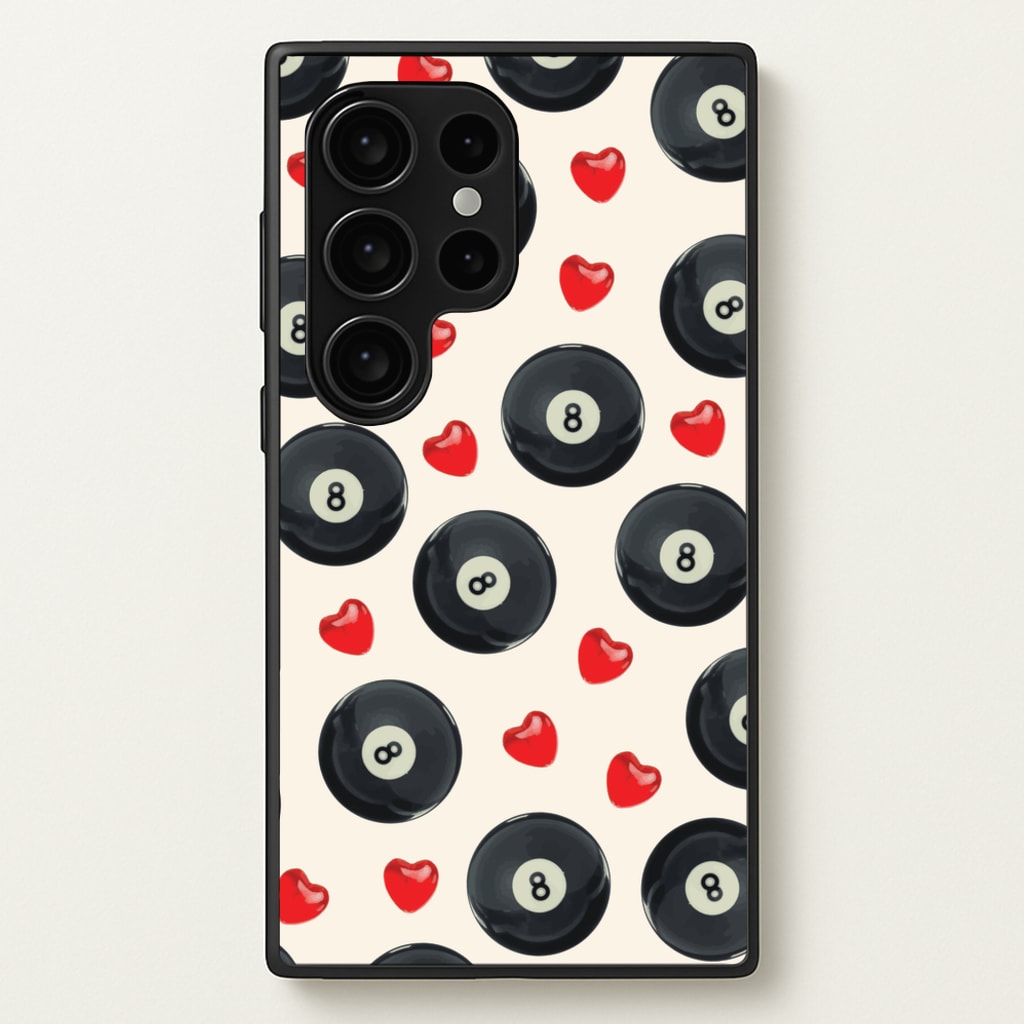 8-Balls And Hearts Pattern - Clean Girl Aesthetic Phone Case for Galaxy S24 Ultra