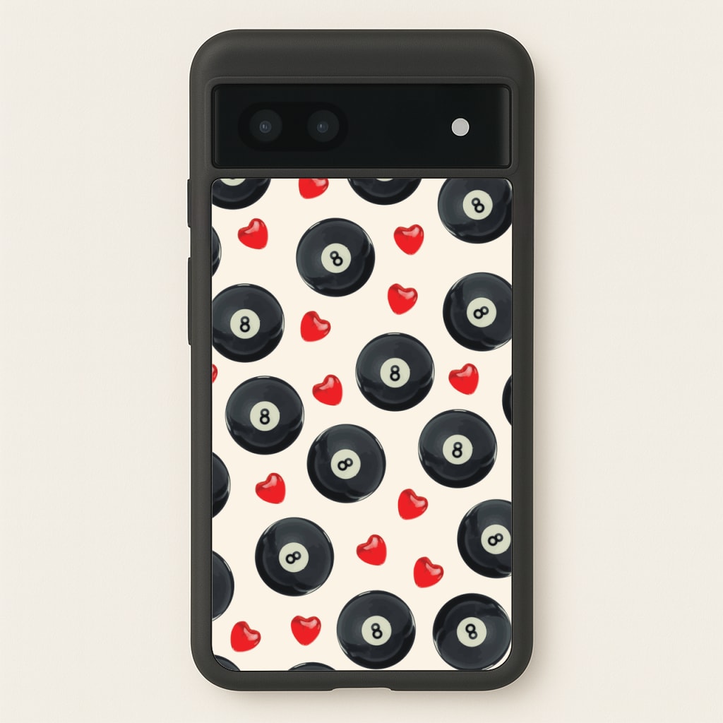 8-Balls And Hearts Pattern - Clean Girl Aesthetic Phone Case for Google Pixel 7a
