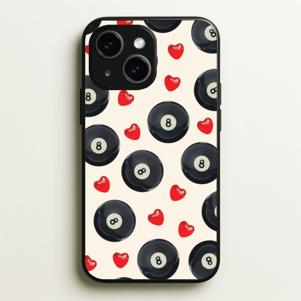 8-Balls And Hearts Pattern - Clean Girl Aesthetic Phone Case for iPhone 14 Plus