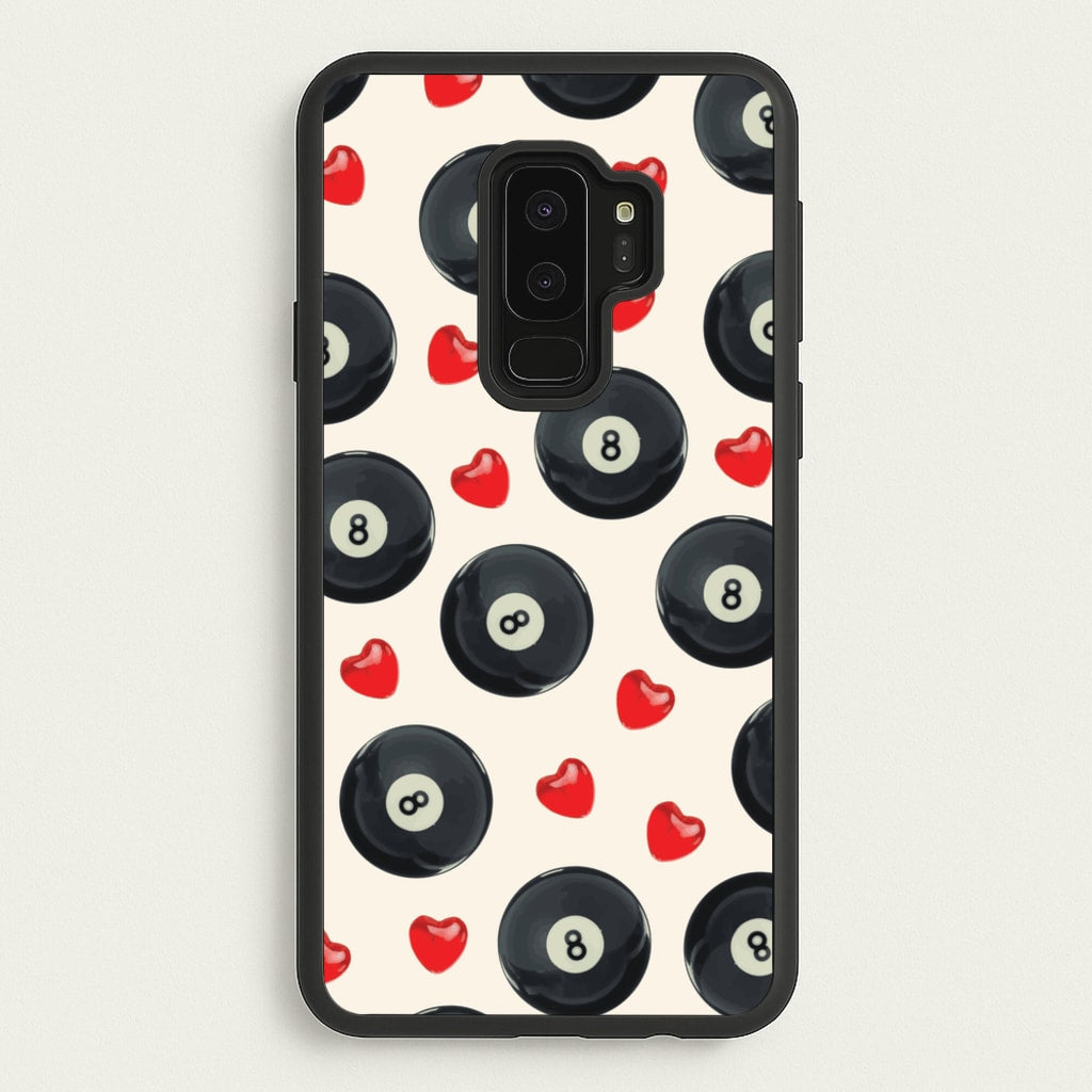 8-Balls And Hearts Pattern - Clean Girl Aesthetic Phone Case for Galaxy S9 Plus
