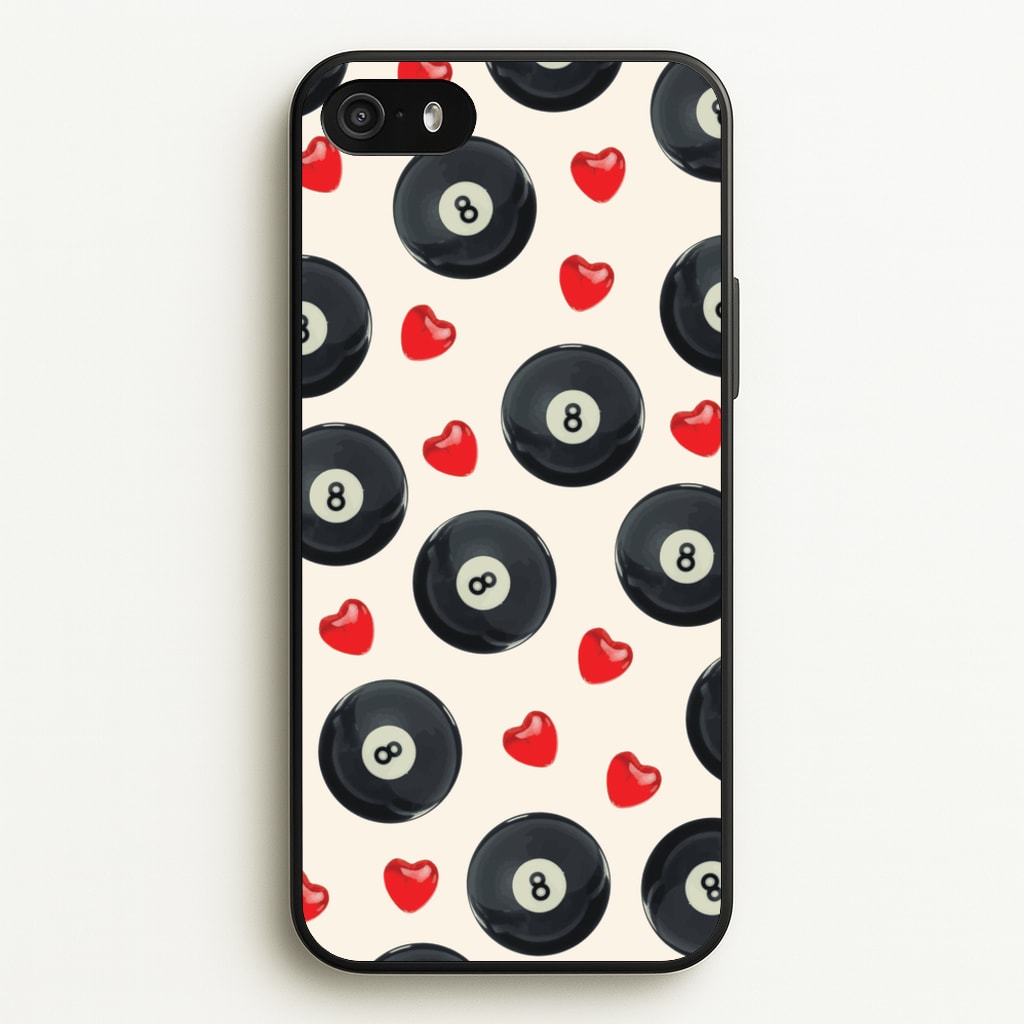 8-Balls And Hearts Pattern - Clean Girl Aesthetic Phone Case for iPhone 5 / 5s / SE 2016