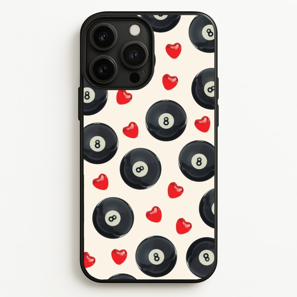 8-Balls And Hearts Pattern - Clean Girl Aesthetic Phone Case for iPhone 13 Pro Max