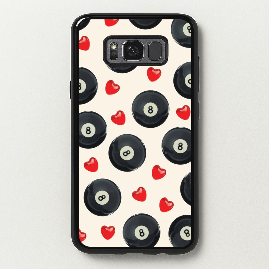 8-Balls And Hearts Pattern - Clean Girl Aesthetic Phone Case for Galaxy S8