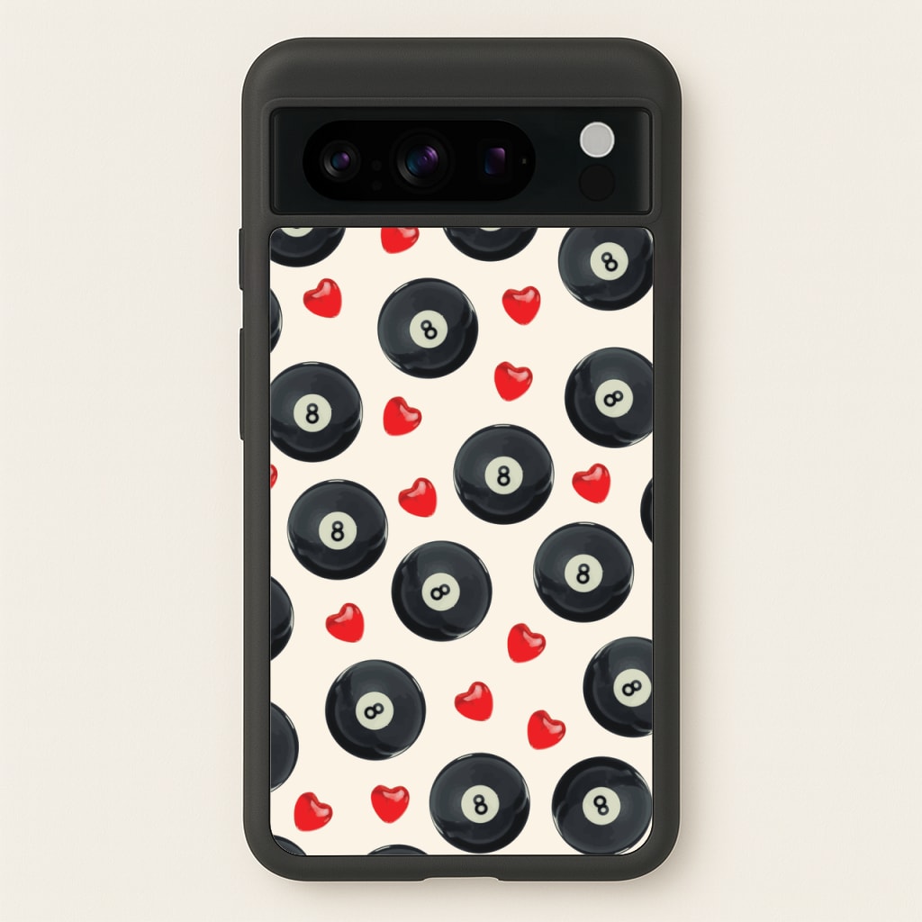 8-Balls And Hearts Pattern - Clean Girl Aesthetic Phone Case for Google Pixel 8 Pro