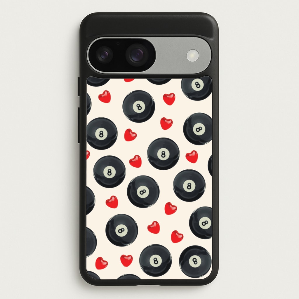 8-Balls And Hearts Pattern - Clean Girl Aesthetic Phone Case for Google Pixel 9 / 9 Pro