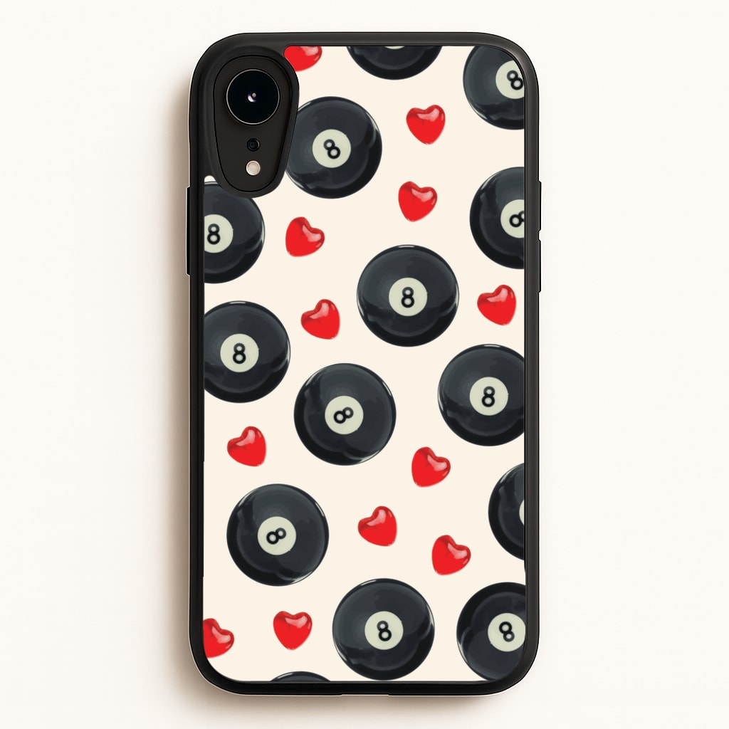 8-Balls And Hearts Pattern - Clean Girl Aesthetic Phone Case for iPhone XR
