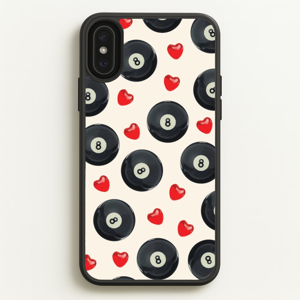 8-Balls And Hearts Pattern - Clean Girl Aesthetic Phone Case for iPhone XS Max