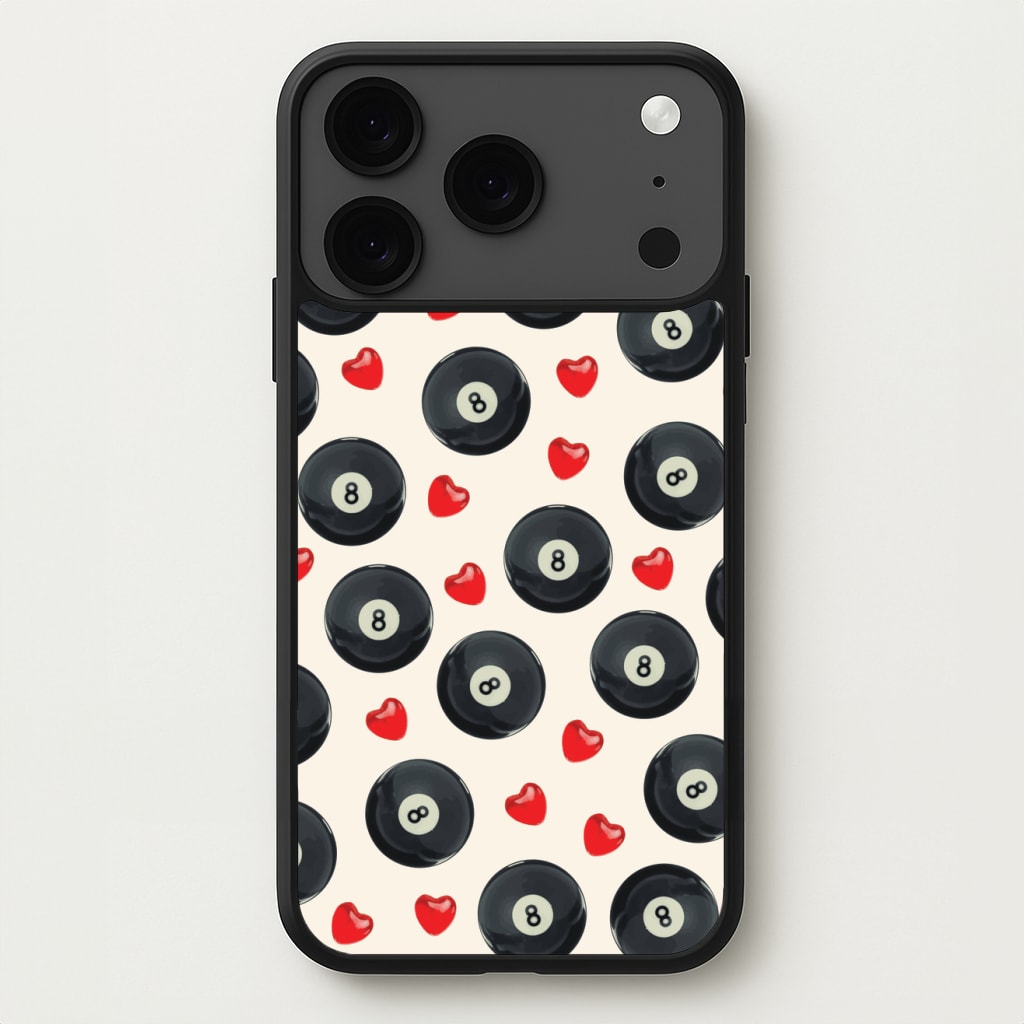 8-Balls And Hearts Pattern Phone Case for iPhone 17 Pro Max
