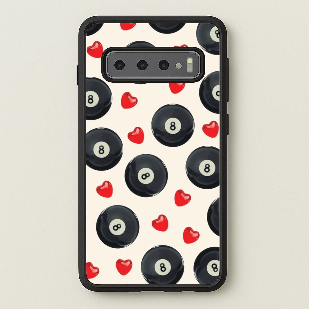8-Balls And Hearts Pattern  - Clean Girl Aesthetic Phone Case for Galaxy S10
