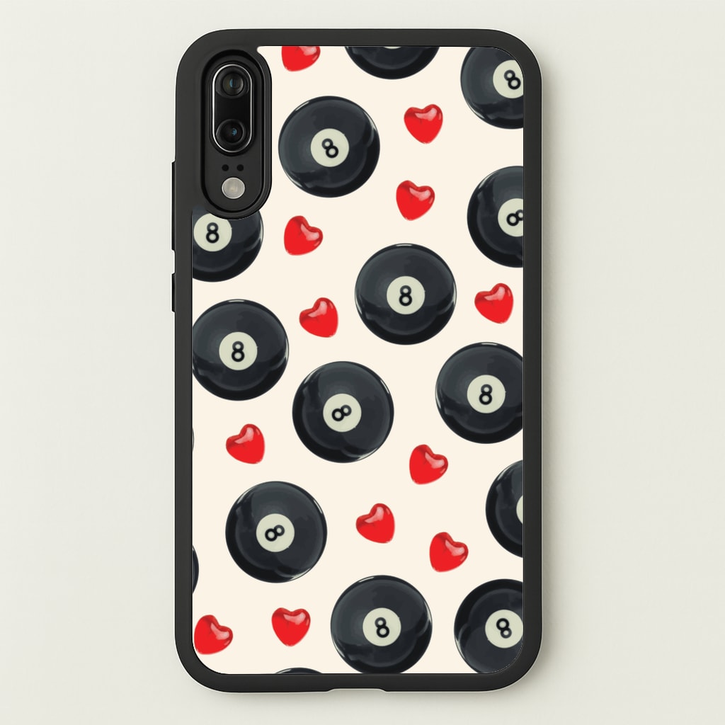 8-Balls And Hearts Pattern - Clean Girl Aesthetic Phone Case for Huawei P20
