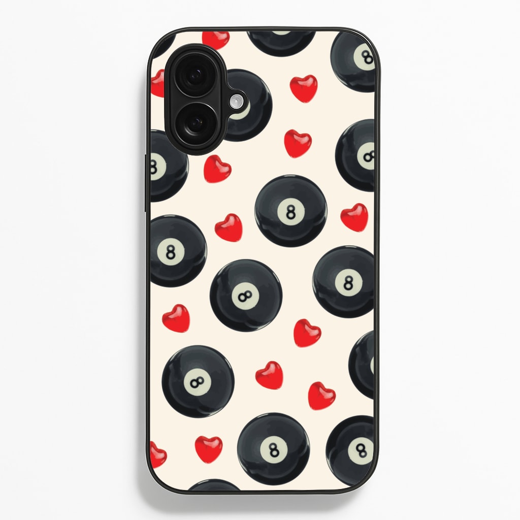 8-Balls And Hearts Pattern  - Clean Girl Aesthetic Phone Case for iPhone 16 Plus