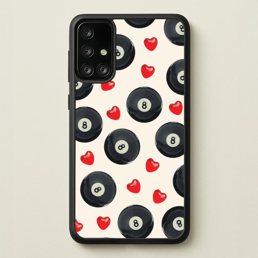 8-Balls And Hearts Pattern - Clean Girl Aesthetic Phone Case for Galaxy A71