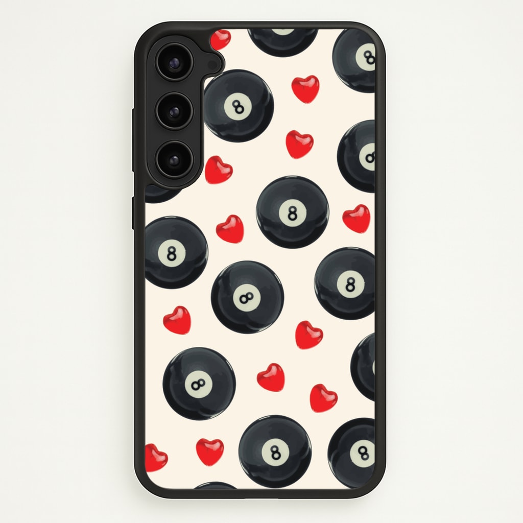 8-Balls And Hearts Pattern  - Clean Girl Aesthetic Phone Case for Galaxy S23
