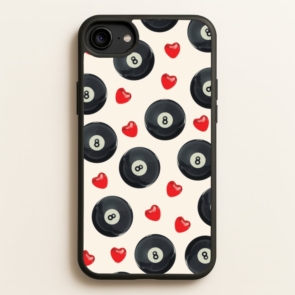 8-Balls And Hearts Pattern - Clean Girl Aesthetic Phone Case for iPhone 6 / 7 / 8 / SE