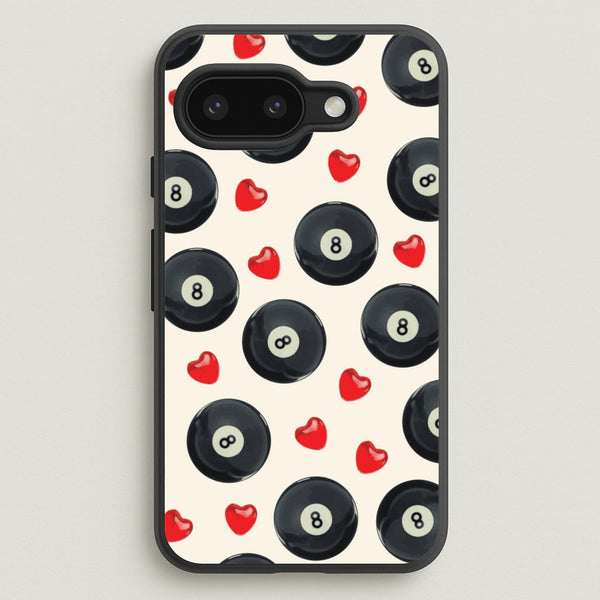 8-Balls And Hearts Pattern - Clean Girl Aesthetic Phone Case for Google Pixel 9a