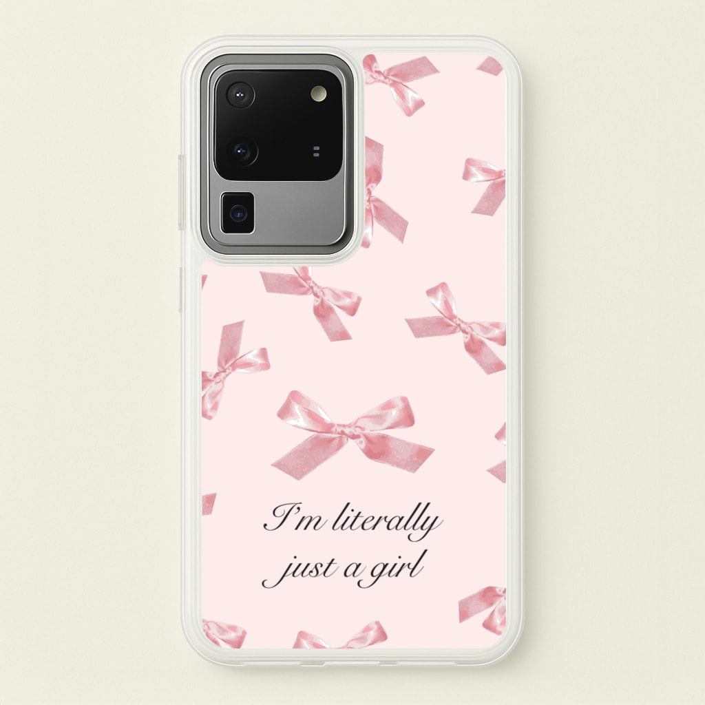 I'm Literally Just A Girl Bows Pattern - Clean Girl Aesthetic Phone Case for Galaxy S20 Ultra