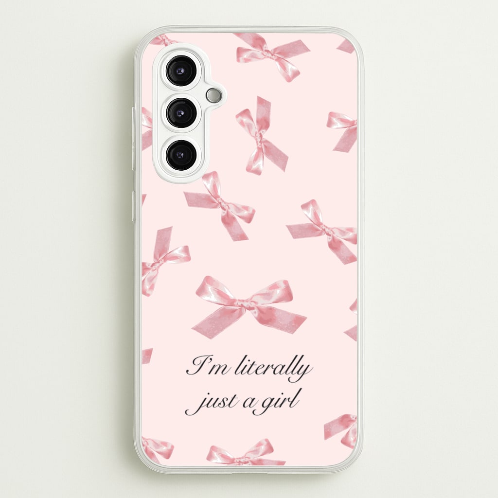I'm Literally Just A Girl Bows Pattern - Clean Girl Aesthetic Phone Case for Galaxy A14