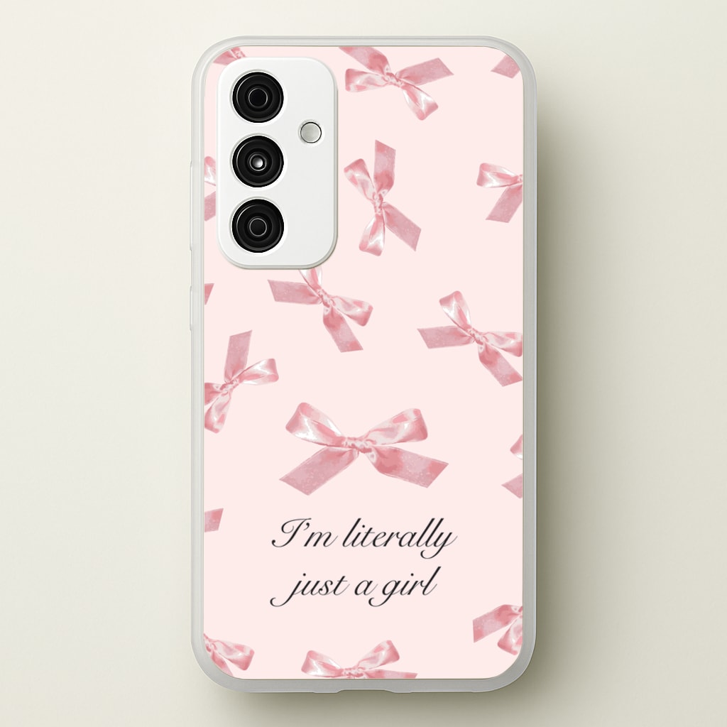 I'm Literally Just A Girl Bows Pattern - Clean Girl Aesthetic Phone Case for Galaxy A15