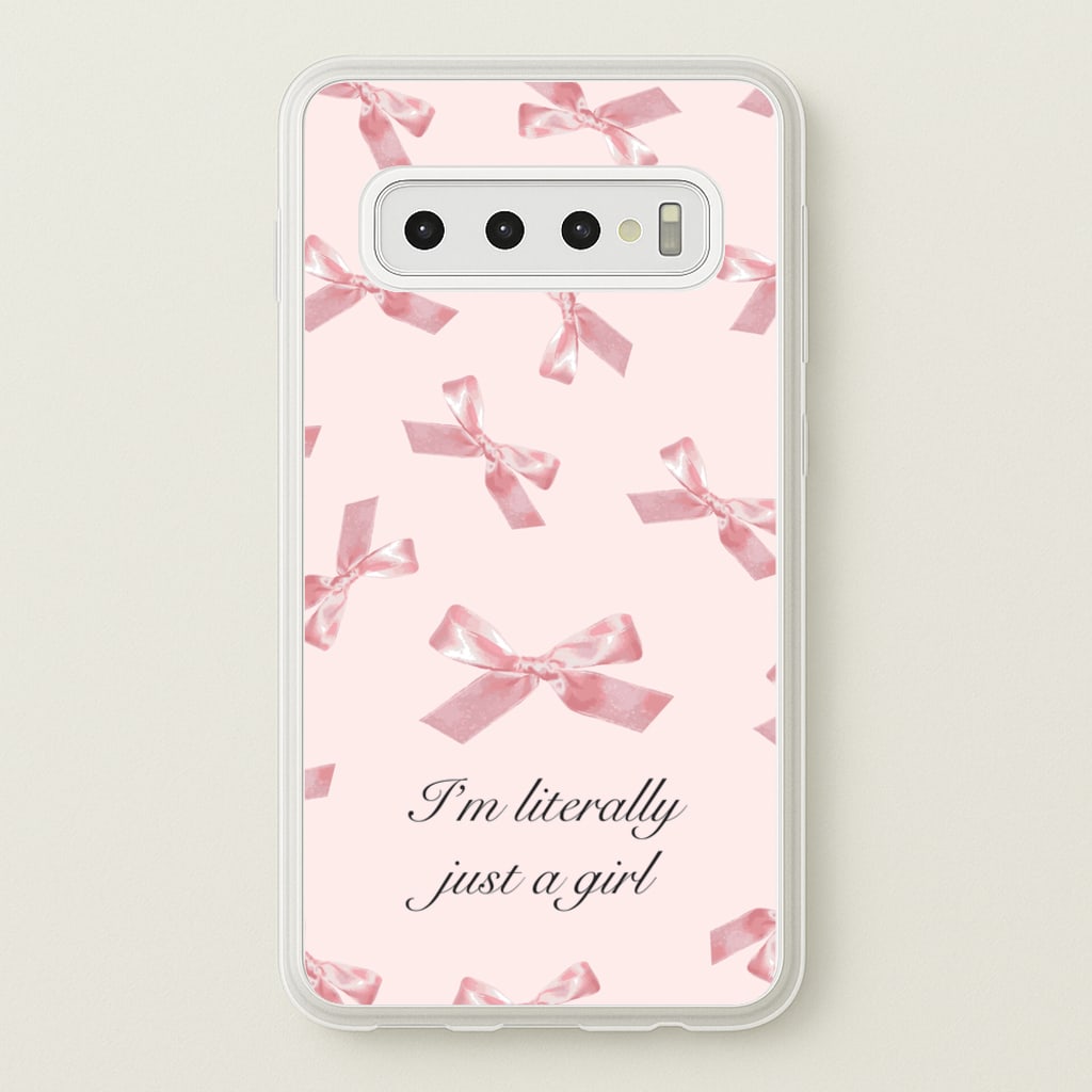 I'm Literally Just A Girl Bows Pattern - Clean Girl Aesthetic Phone Case for Galaxy S10