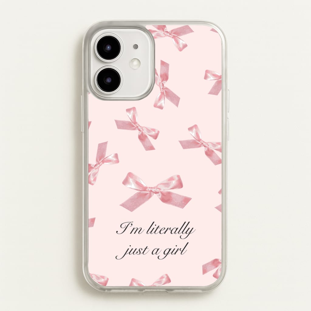 I'm Literally Just A Girl Bows Pattern - Clean Girl Aesthetic Phone Case for iPhone 12 / 12 Pro