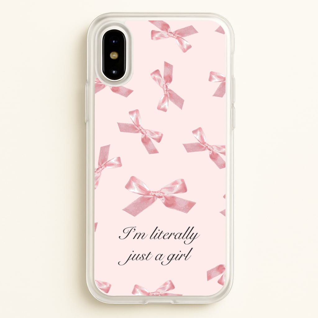 I'm Literally Just A Girl Bows Pattern - Clean Girl Aesthetic Phone Case for iPhone X / XS
