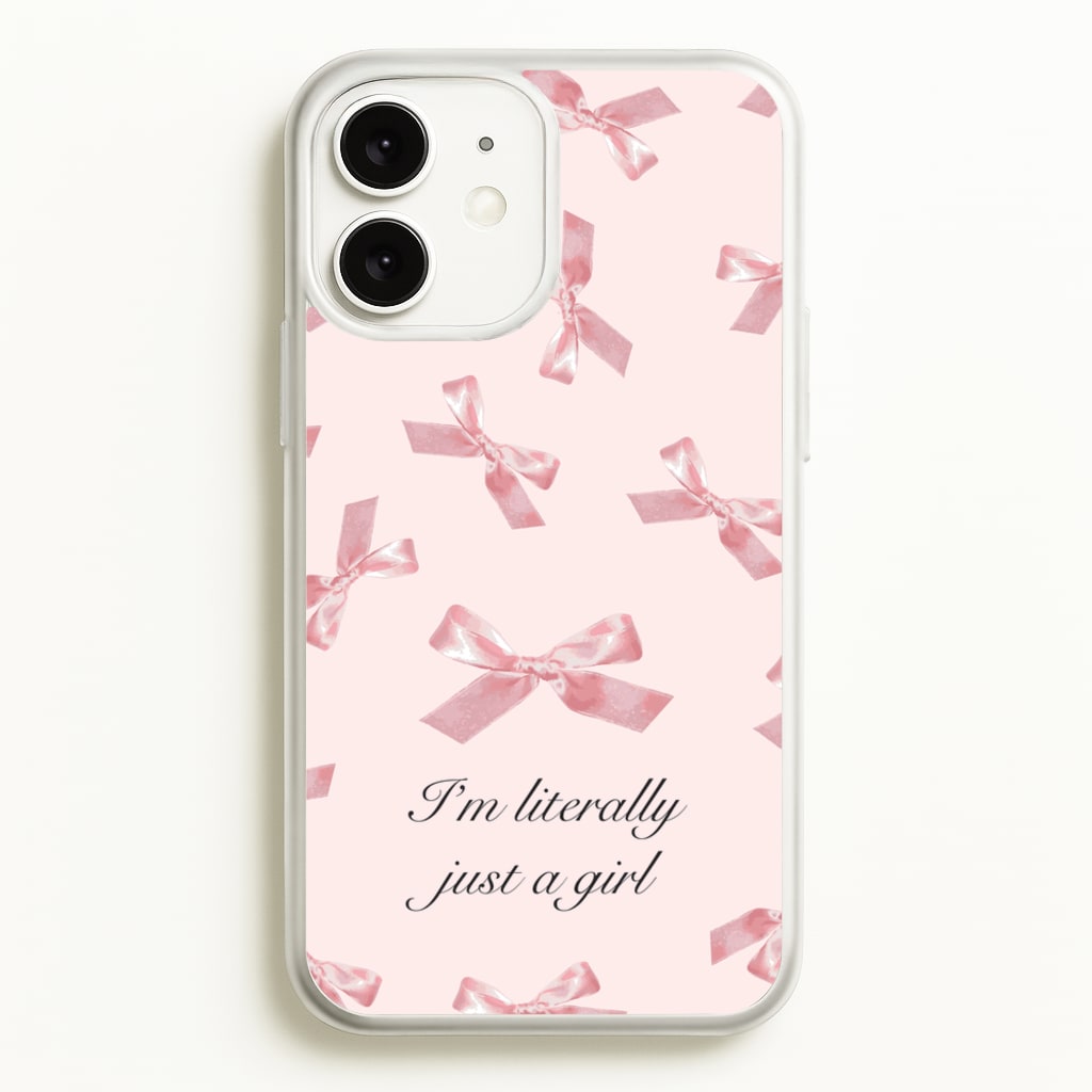 I'm Literally Just A Girl Bows Pattern - Clean Girl Aesthetic Phone Case for iPhone 11