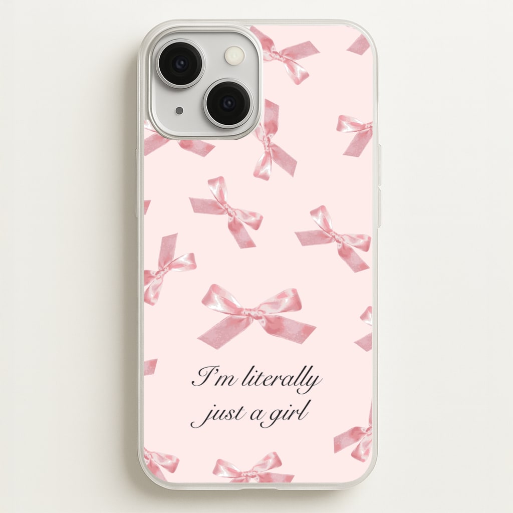 I'm Literally Just A Girl Bows Pattern - Clean Girl Aesthetic Phone Case for iPhone 13 Mini