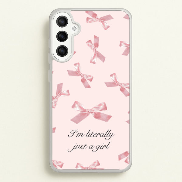 I'm Literally Just A Girl Bows Pattern - Clean Girl Aesthetic Phone Case for Galaxy A36