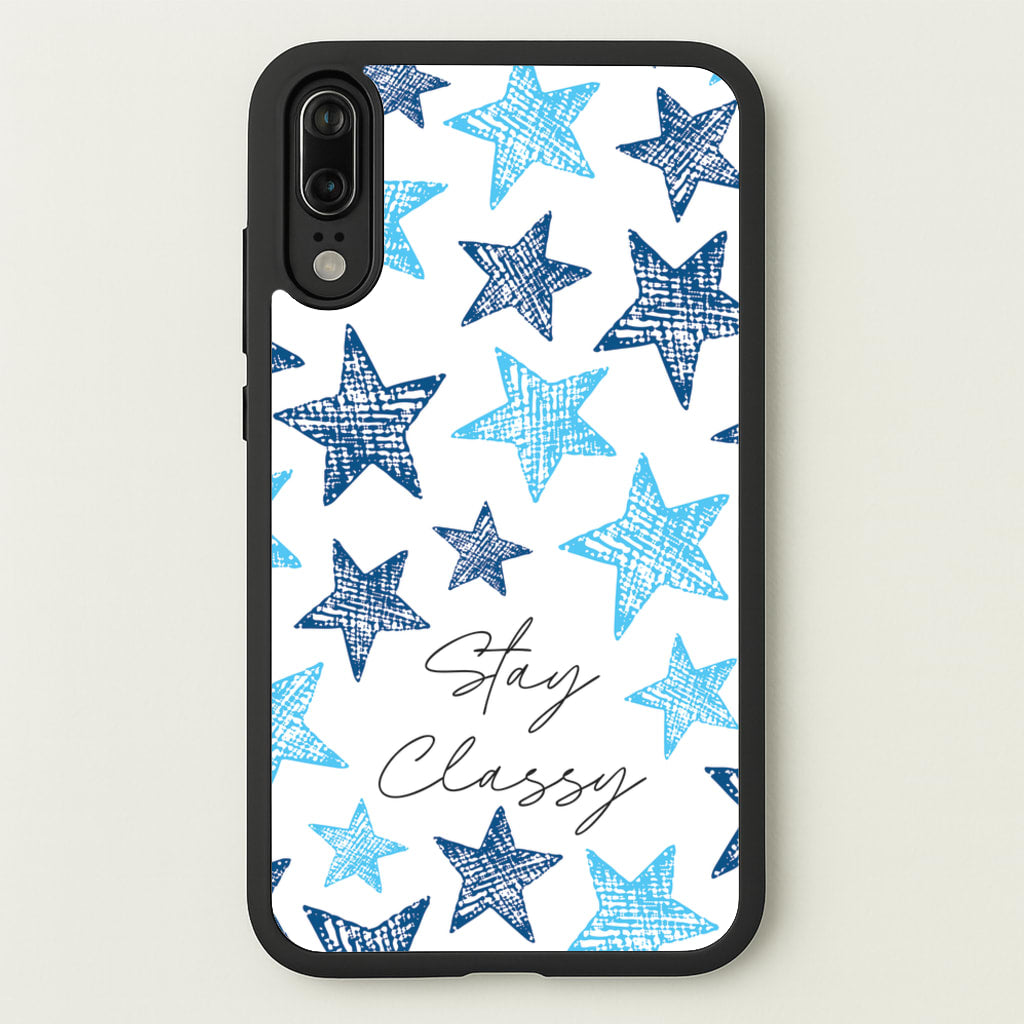 Stay Classy Blue Stars Pattern - Clean Girl Aesthetic Phone Case for Huawei P20