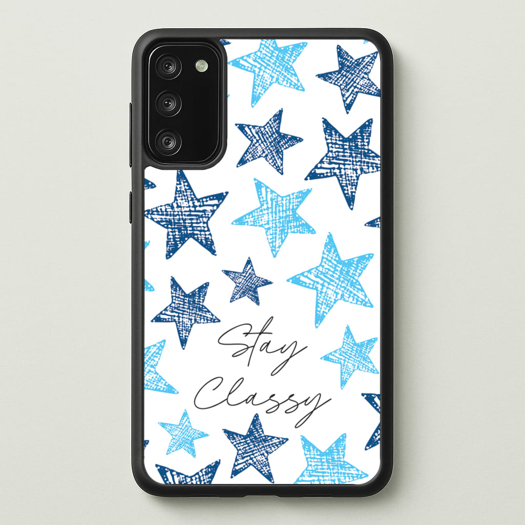 Stay Classy Blue Stars Pattern - Clean Girl Aesthetic Phone Case for Galaxy S20