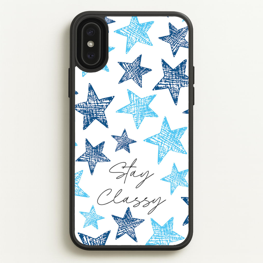 Stay Classy Blue Stars Pattern - Clean Girl Aesthetic Phone Case for iPhone XS Max