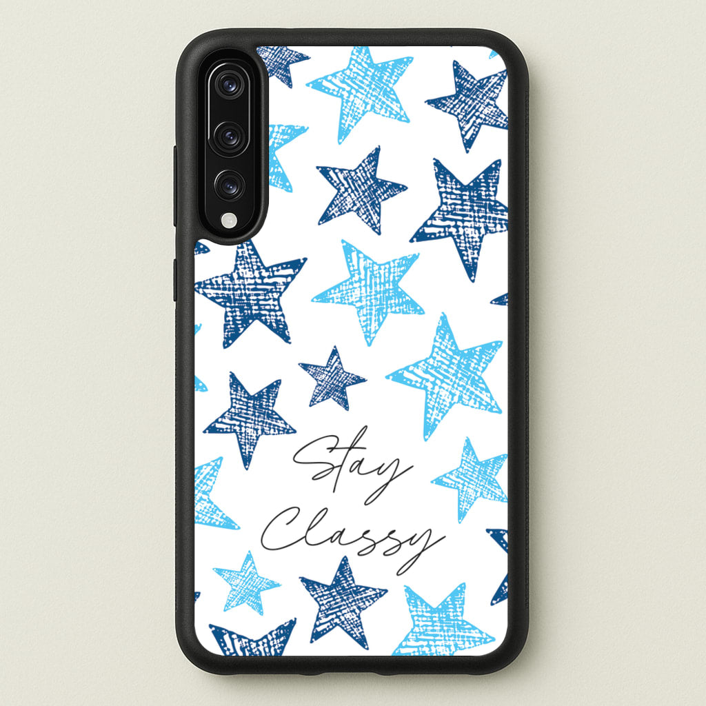 Stay Classy Blue Stars Pattern - Clean Girl Aesthetic Phone Case for Huawei P20 Pro