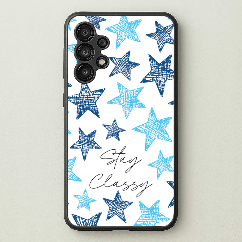 Stay Classy Blue Stars Pattern - Clean Girl Aesthetic Phone Case for Galaxy A13