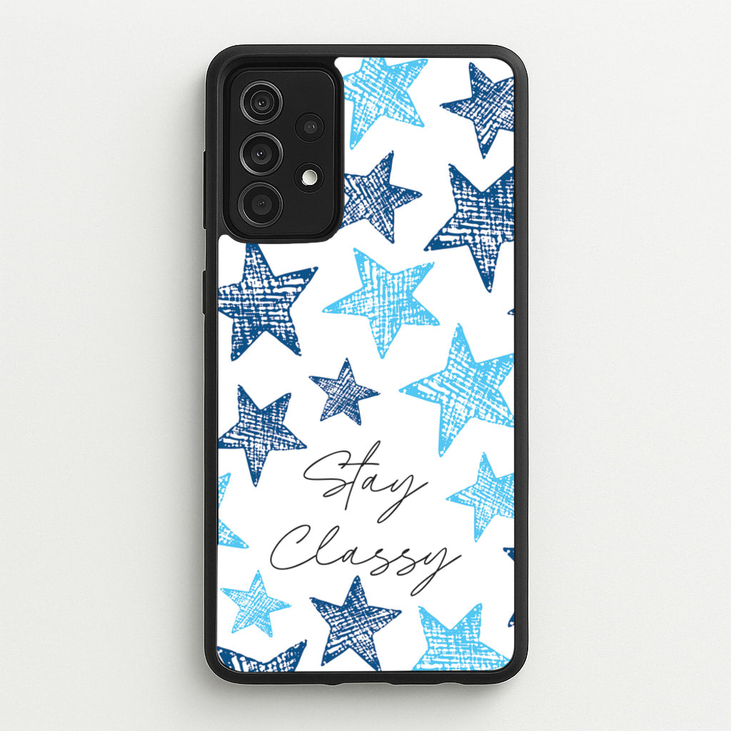 Stay Classy Blue Stars Pattern - Clean Girl Aesthetic Phone Case for Galaxy A52 / A52s