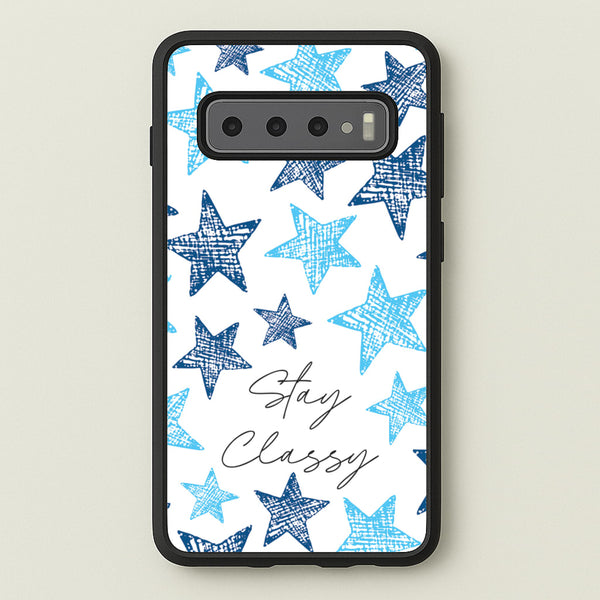 Stay Classy Blue Stars Pattern - Clean Girl Aesthetic Phone Case for Galaxy S10