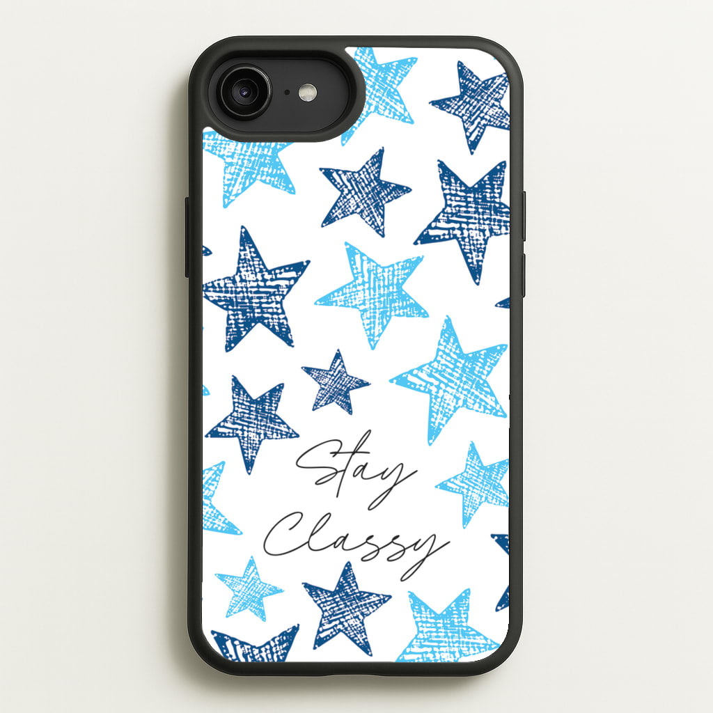 Stay Classy Blue Stars Pattern - Clean Girl Aesthetic Phone Case for iPhone 6 Plus / 7 Plus / 8 Plus
