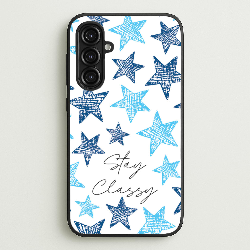 Stay Classy Blue Stars Pattern - Clean Girl Aesthetic Phone Case for Galaxy A16