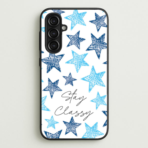 Stay Classy Blue Stars Pattern - Clean Girl Aesthetic Phone Case for Galaxy A16