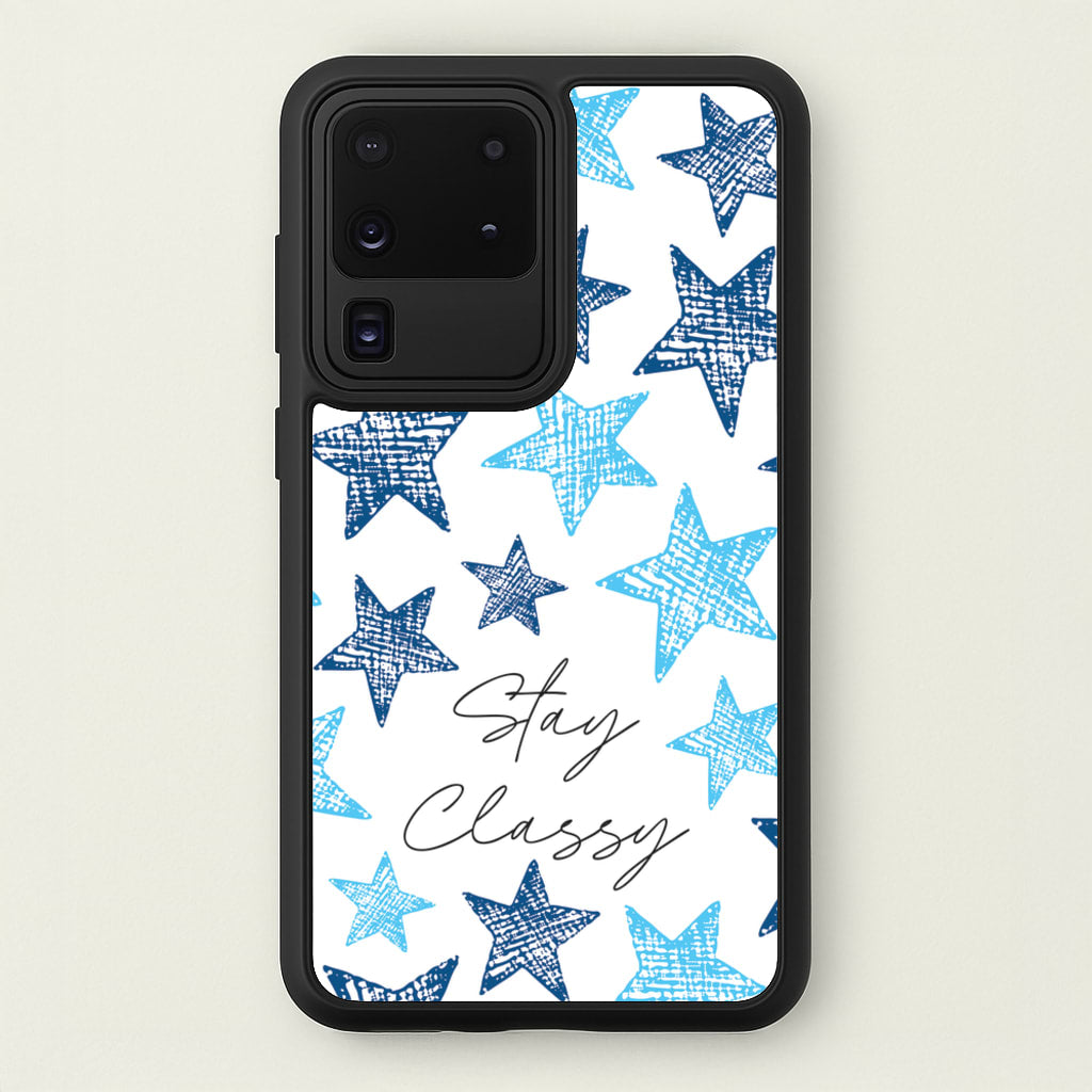 Stay Classy Blue Stars Pattern - Clean Girl Aesthetic Phone Case for Galaxy S20 Ultra
