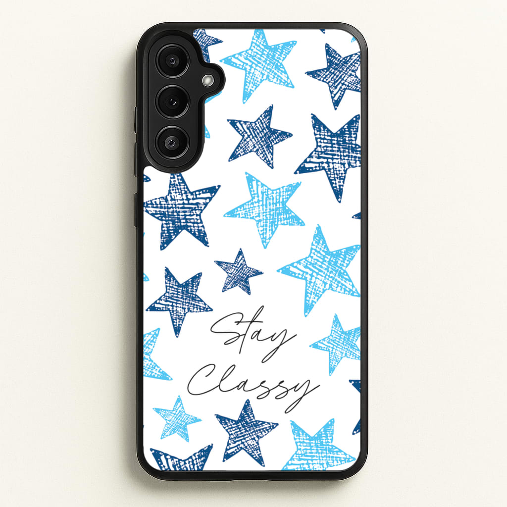 Stay Classy Blue Stars Pattern - Clean Girl Aesthetic Phone Case for Galaxy A36