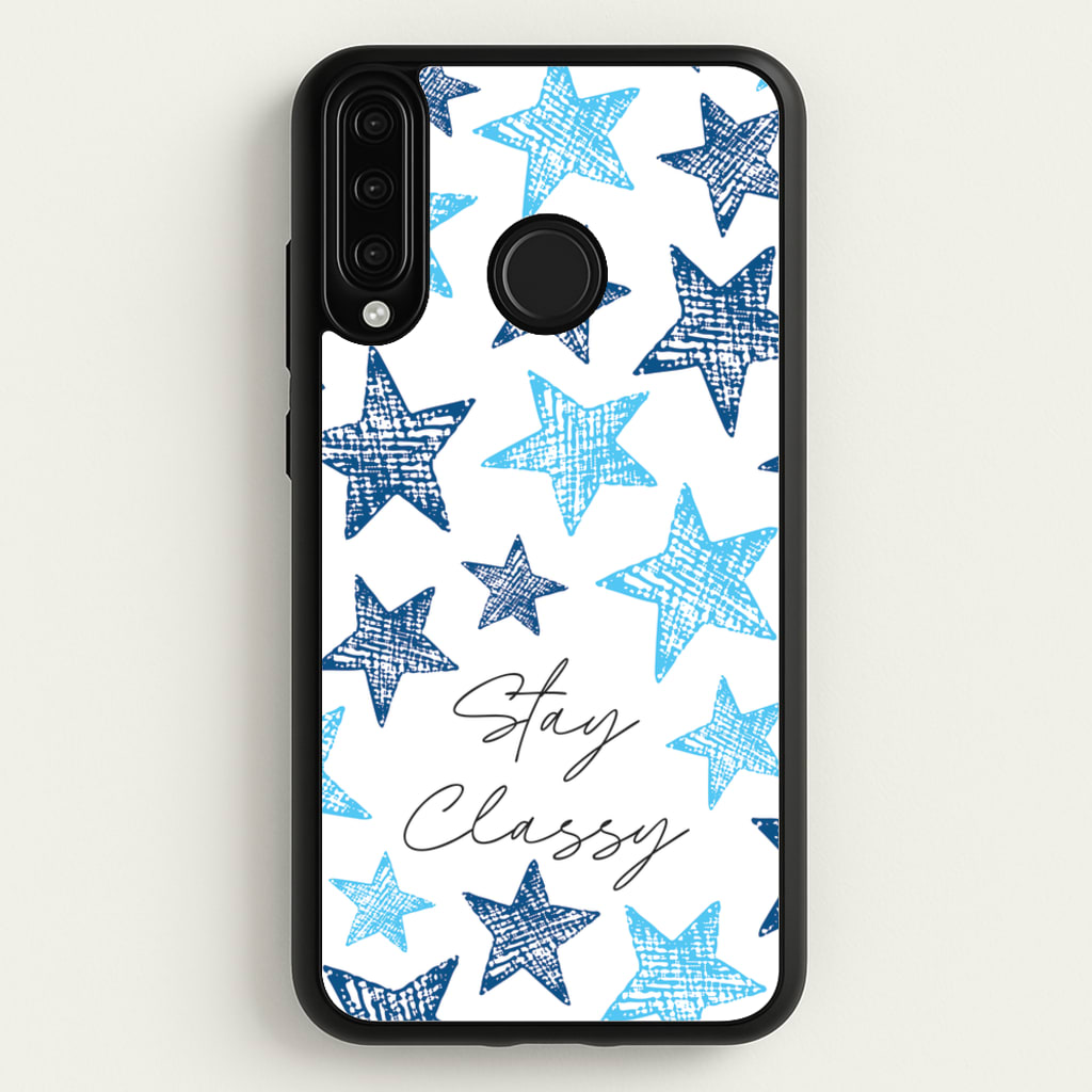 Stay Classy Blue Stars Pattern - Clean Girl Aesthetic Phone Case for Huawei P30 Lite