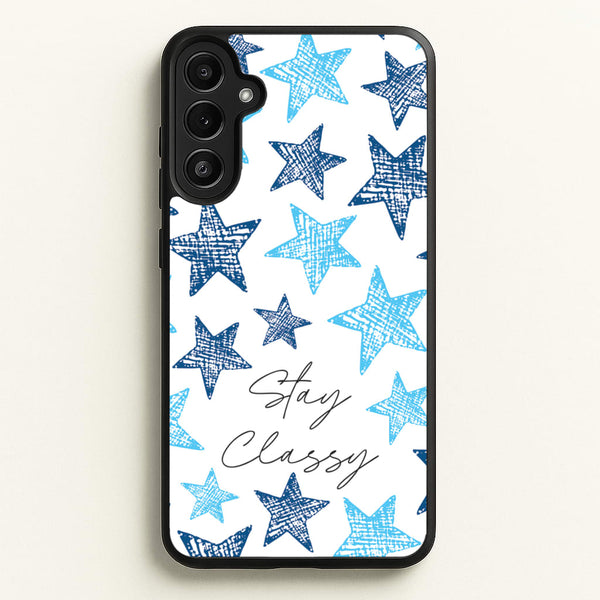 Stay Classy Blue Stars Pattern - Clean Girl Aesthetic Phone Case for Galaxy A34