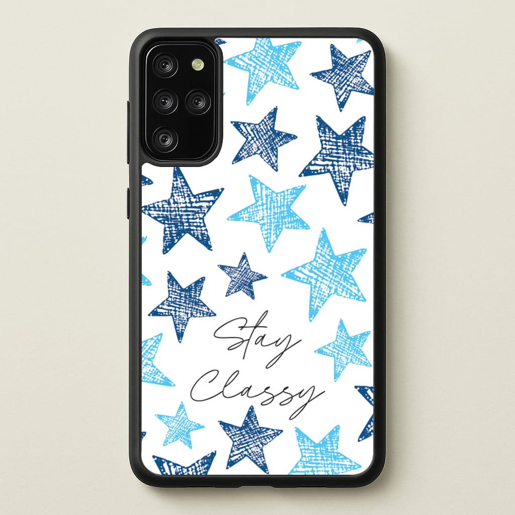 Stay Classy Blue Stars Pattern - Clean Girl Aesthetic Phone Case for Galaxy S20 Plus
