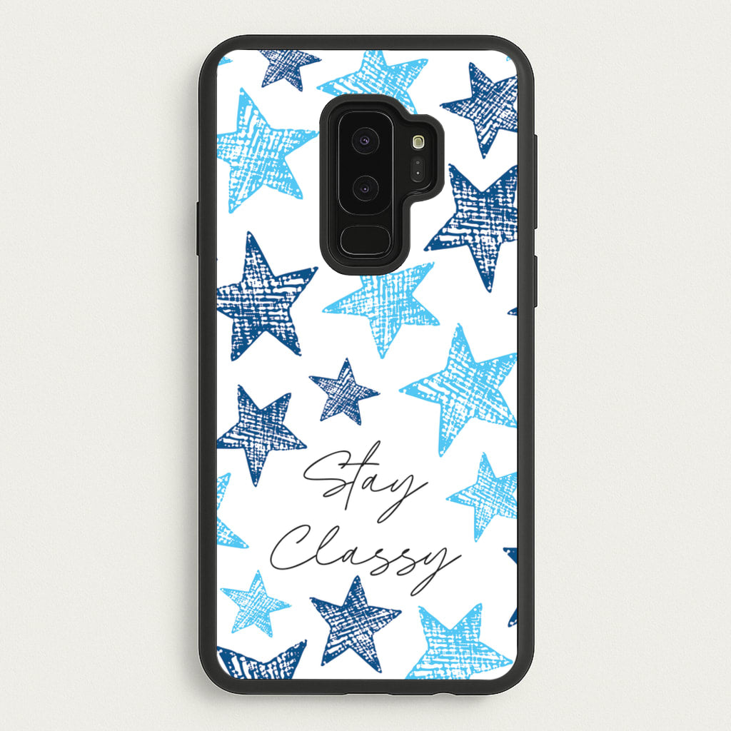 Stay Classy Blue Stars Pattern - Clean Girl Aesthetic Phone Case for Galaxy S9 Plus