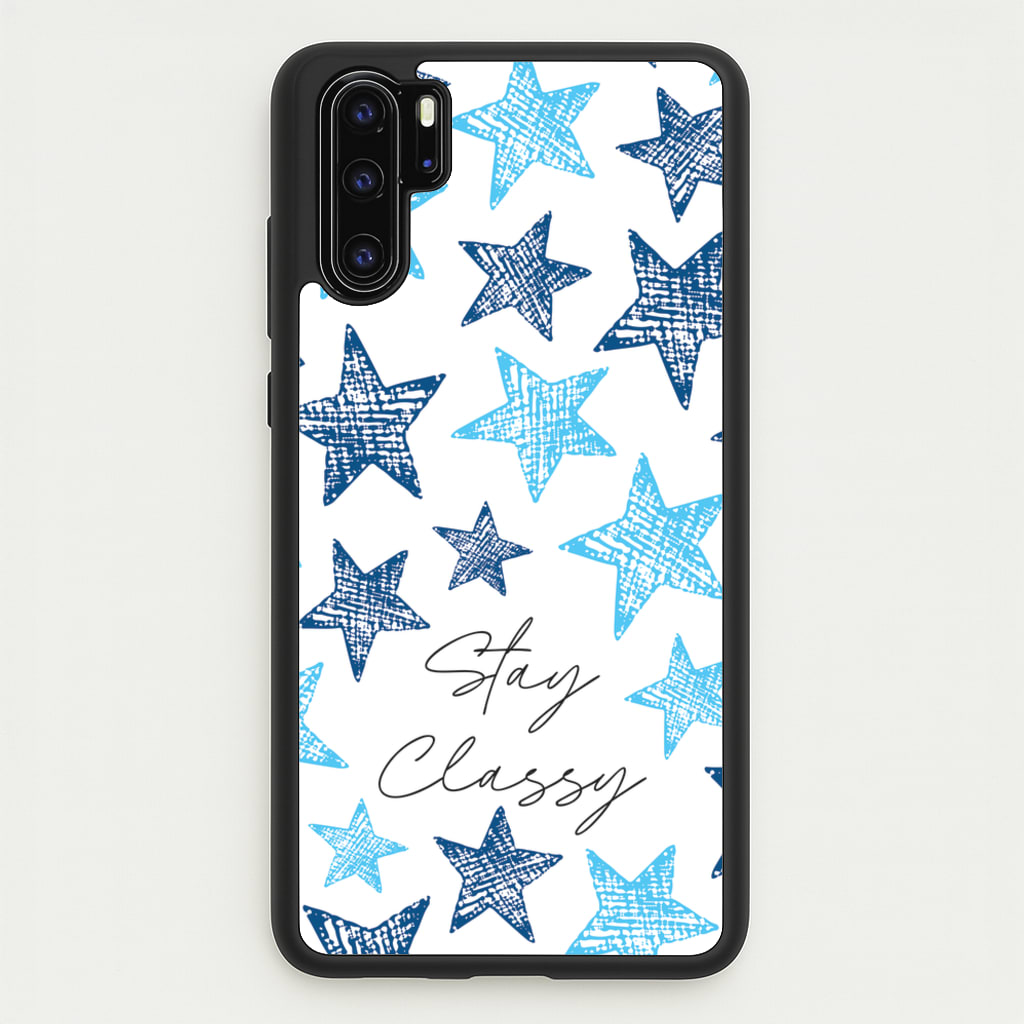 Stay Classy Blue Stars Pattern - Clean Girl Aesthetic Phone Case for Huawei P30 Pro
